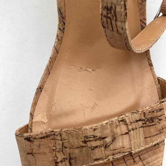 FOREVER 21 Women's Beige Cork Platform Wedge Sandals Size 8.5 - Picture 3 of 13